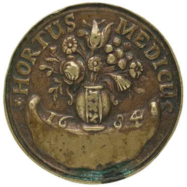 Hortus toegangspenning voor Chirurgijns; Meer objectgegevens: https://eremetaal.ntvg.nl/penning/toegangspenning-hortus-voor-chirurgijns 